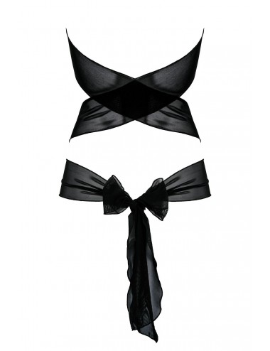 Lingerie - Bodys - Body sexy noire qui se noue à l’arriéré et bijou décoratif Aura - Anaïs