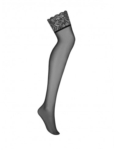 Lingerie - Bas - Bas en dentelle noire sexy et transparente Contica - Obsessive