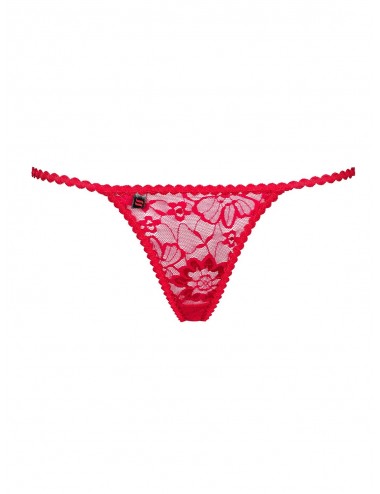 Lingerie - Boxers, strings, culottes - String sexy en dentelle rouge avec guipure hetea - Obsessive