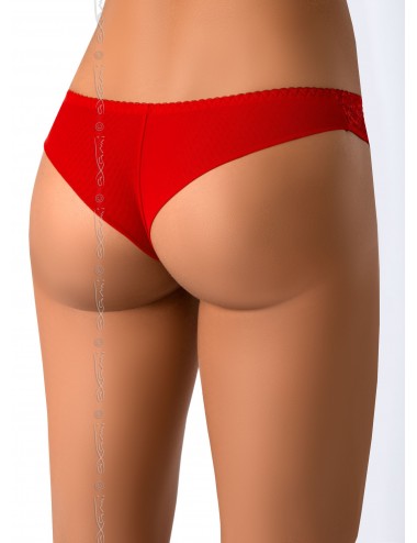 Lingerie - Boxers, strings, culottes - String brésilien rouge avec petit nœud et laçage sur les côtés Leila V-7665 - Axami