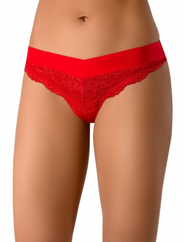 Lingerie - Boxers, strings, culottes - String sexy brésilien rouge avec fine dentelle Aida V-7555 - Axami