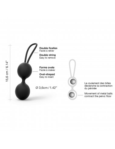 Sextoys - Boules de Geisha - Boules de Geisha ultra-douce Dual Balls couleur Noir - Dorcel