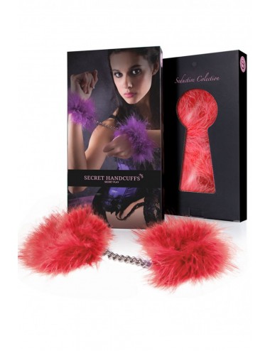 Sextoys - Masques, liens et menottes - Menottes en fausse fourrure rouge Marabou 3415r - Secret Play