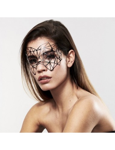 Sextoys - Masques, liens et menottes - Masque vinyle noire avec adhésif réutilisable Kristine - Bijoux Indiscrets
