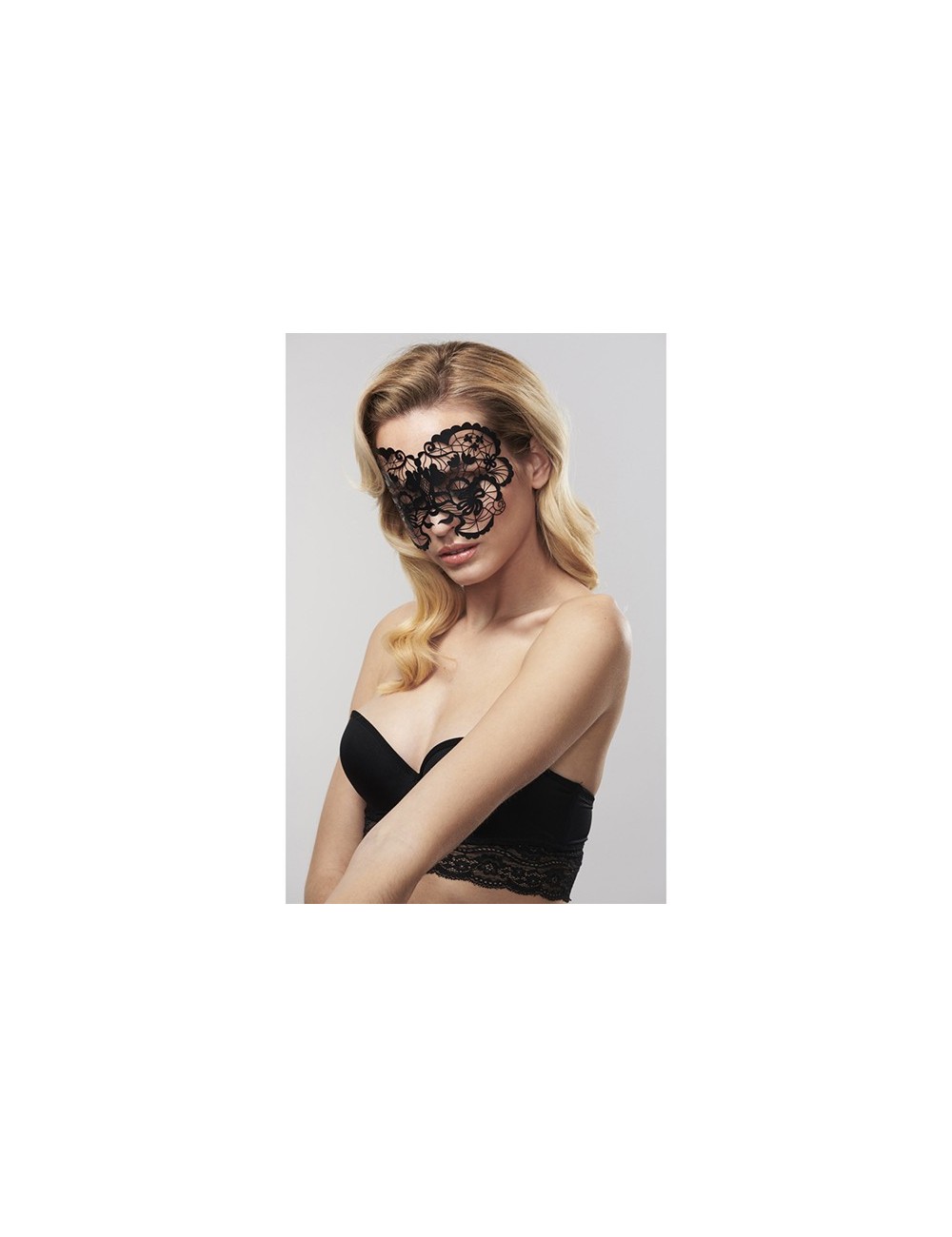 Sextoys - Masques, liens et menottes - Masque vinyle noire avec adhésif réutilisable Anna - Bijoux Indiscrets