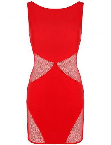 Lingerie - Robes et jupes sexy - Robe rouge délicate, transparente avec avec découpes triangulaires v-9289 - Axami