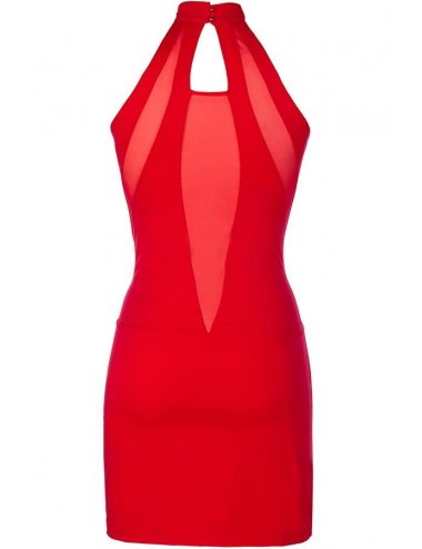 Lingerie - Robes et jupes sexy - Robe rouge en microfibre et tulle combinés de découpes uniques v-9259 - Axami
