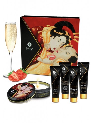 Coffret sensuel de Geisha vin pétillant à la fraise - CC818002 - Huiles de massage - Shunga