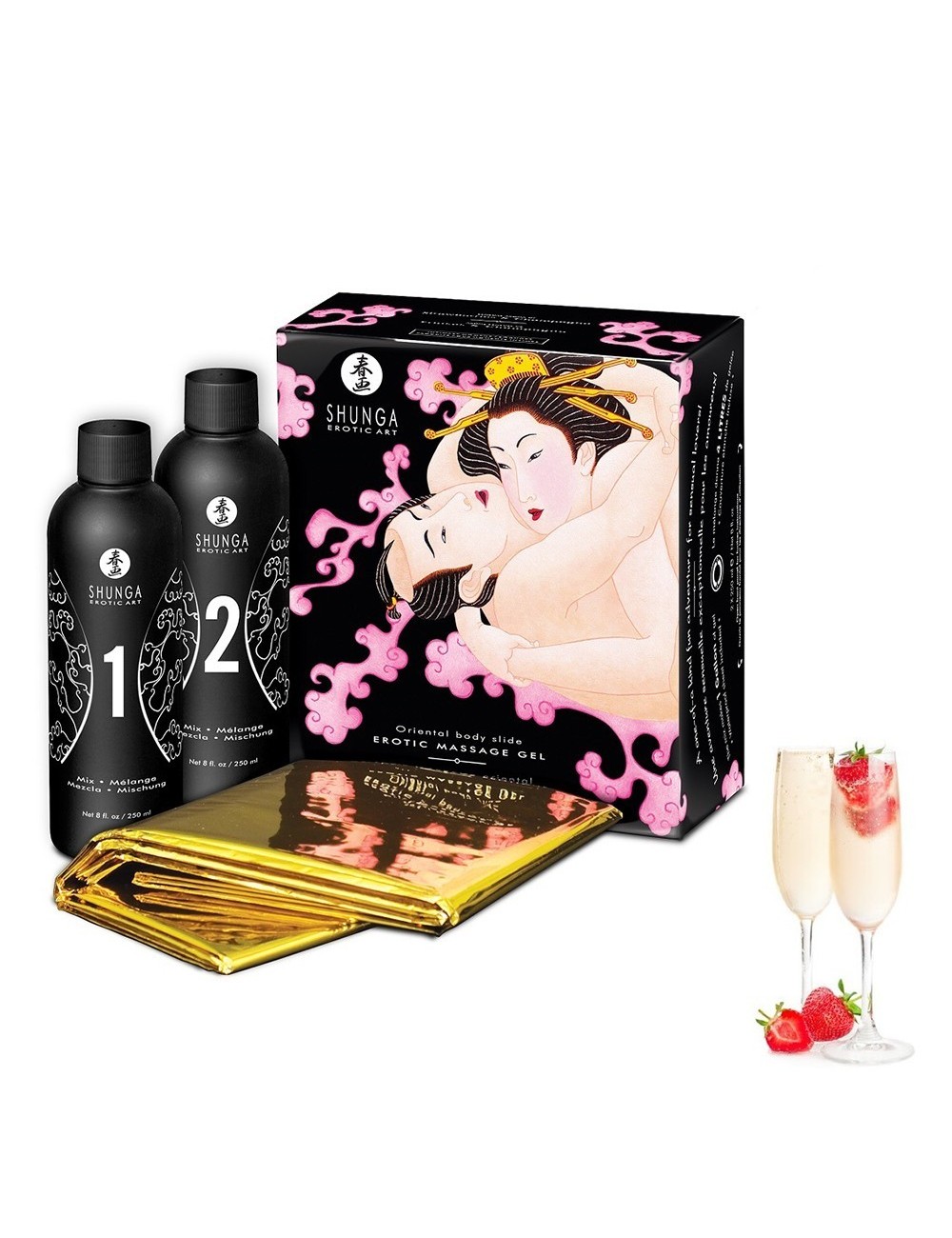 Gelée de massage oriental vin pétillant fraise - CC817700 - Huiles de massage - Shunga
