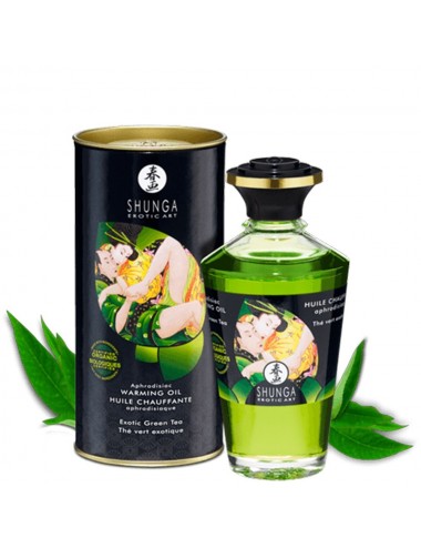 Huile chauffante bio thé vert comestible 100ml - CC812100 - Huiles de massage - Shunga
