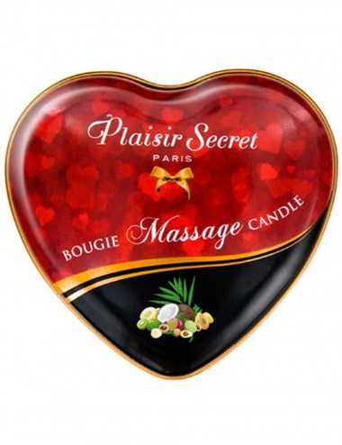 Mini bougie de massage fruits exotiques boîte coeur 35ml - cc826067 - Bougies de massage - Plaisirs Secrets