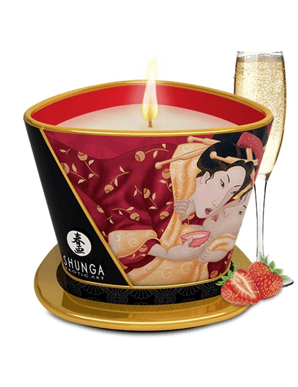 Bougie de massage fraise vin pétillant 170ml - CC824508 - Bougies de massage - Shunga