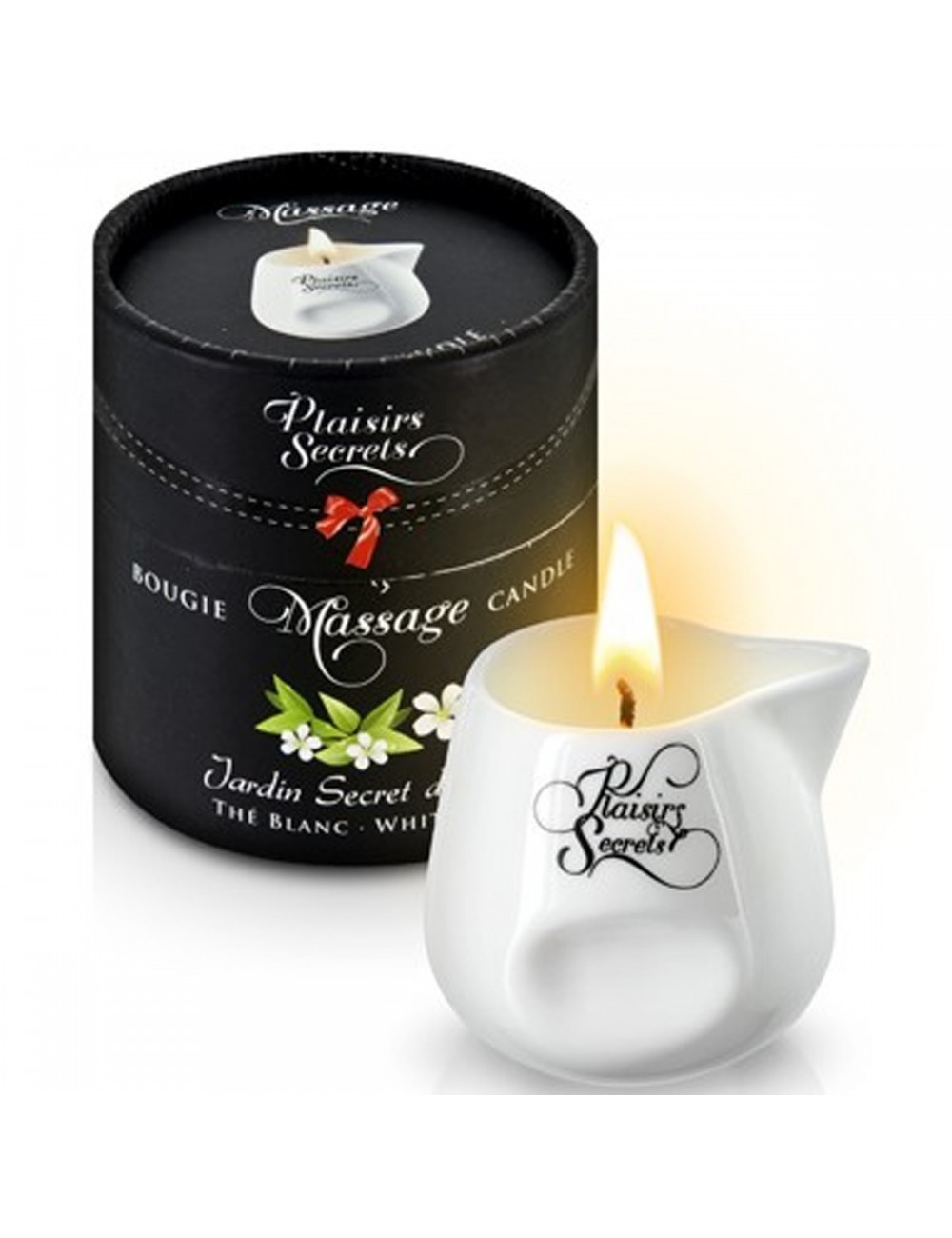 Bougie sensuelle de massage parfumé thé blanc 80ml - CC826039 - Bougies de massage - Plaisirs Secrets