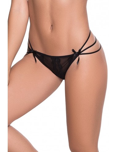 Lingerie - Boxers, strings, culottes - String noir élégant triple lanières - MAL101BLK - Mapalé