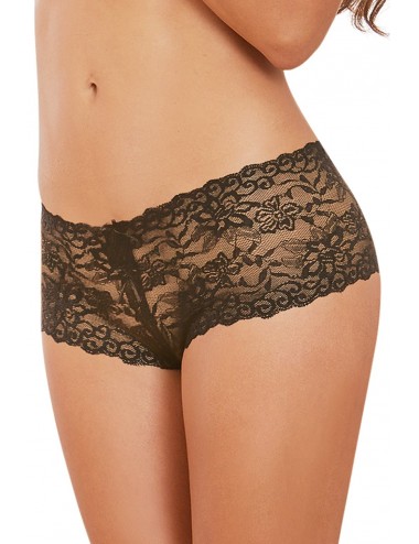 Lingerie - Boxers, strings, culottes - Shorty dentelle ouvert laçage au dos - DG1326BLK - Dreamgirl