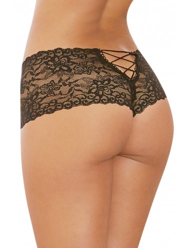 Lingerie - Boxers, strings, culottes - Shorty dentelle ouvert laçage au dos - DG1326BLK - Dreamgirl