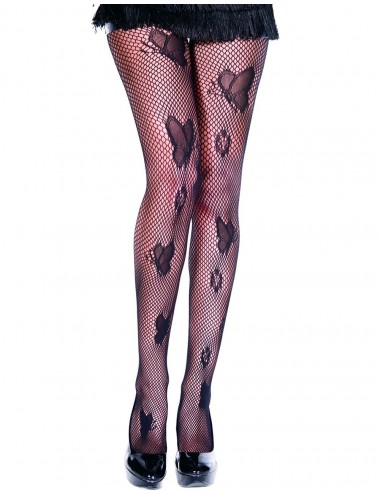 Lingerie - Collants - Collant sexy résille noir avec papillons - MH50020BLK - Music Legs