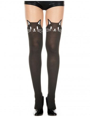 Lingerie - Collants - Collant semi opaque avec tête de chat fantaisie - MH7141BBE - Music Legs