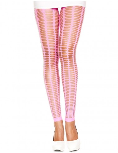 Lingerie - Leggings Sexy - Leggings rose fluo moulant ajouré de multiples petits trous - Music Legs