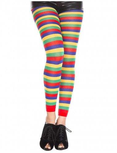 Lingerie - Leggings Sexy - Legging fin fantaisie couleur arc an ciel en bandes horizontales - Music Legs