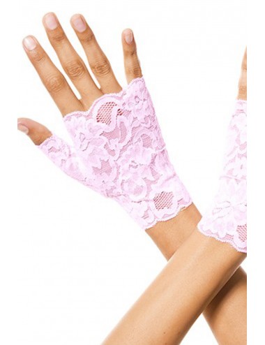 Lingerie - Gants et Mitaines - Gants roses doigts ouverts dentelle florale - ML416BPN - Music Legs