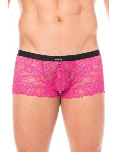 Mini-Pant magenta en dentelle et simili cuir - LM2002-68MAG