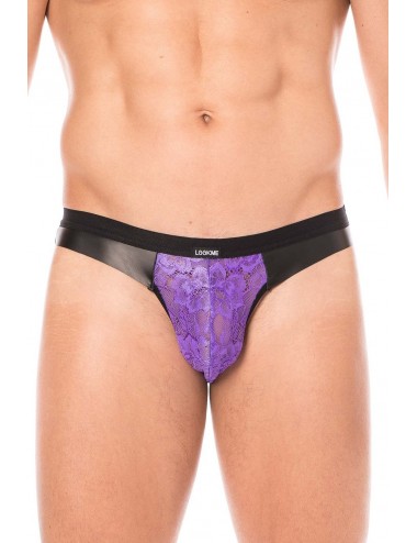 Jock violet en dentelle et simili cuir - LM2002-27PUR