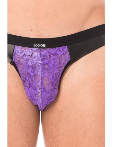 Jock violet en dentelle et simili cuir - LM2002-27PUR