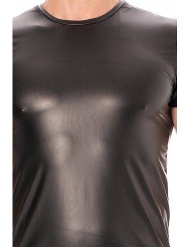 T-shirt simili cuir noir - LM2008-81BLK