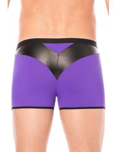 Boxer violet simili cuir brillant - LM2001-67PUR