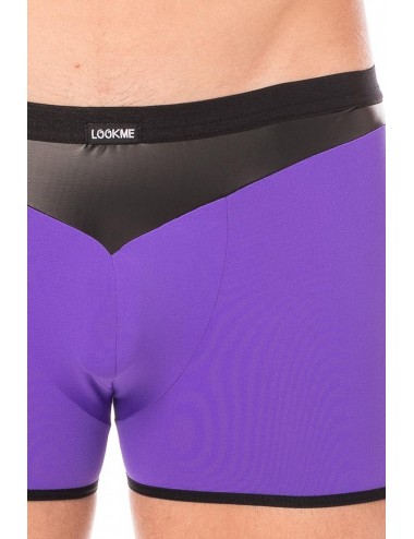 Boxer violet simili cuir brillant - LM2001-67PUR