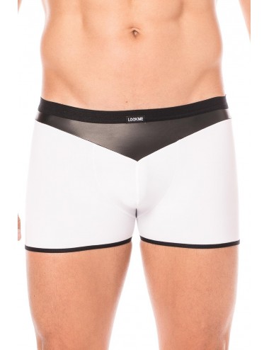 Boxer blanc simili cuir brillant - LM2001-67WHT