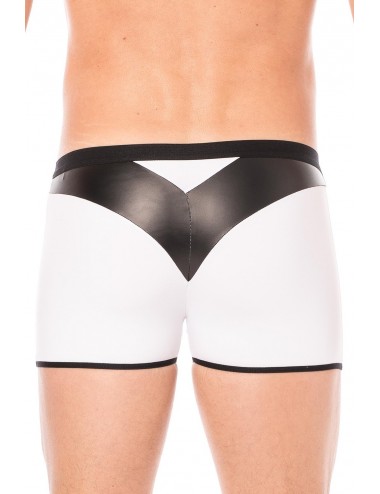 Boxer blanc simili cuir brillant - LM2001-67WHT