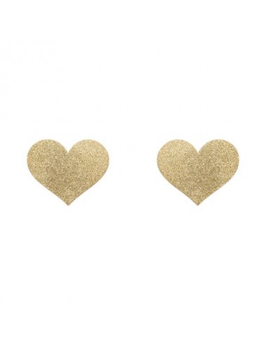 Lingerie - Nipples et accessoires - Cache-tétons Coeur dorés en forme de croix avec paillettes Flash - Bijoux Indiscrets