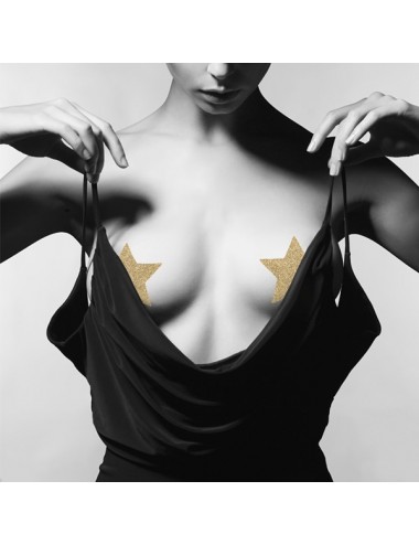 Lingerie - Nipples et accessoires - Cache tétons Etoile Dorée en forme de croix avec paillettes Flash - Bijoux Indiscrets