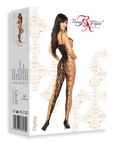 Lingerie - Combinaisons - Bodystocking sexy en maille délicate noire Portia - Beauty Night