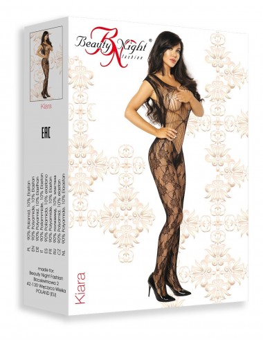 Lingerie - Combinaisons - Bodystocking sexy en maille à motif florale noire Kiara - Beauty Night