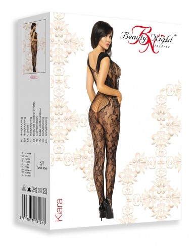 Lingerie - Combinaisons - Bodystocking sexy en maille à motif florale noire Kiara - Beauty Night