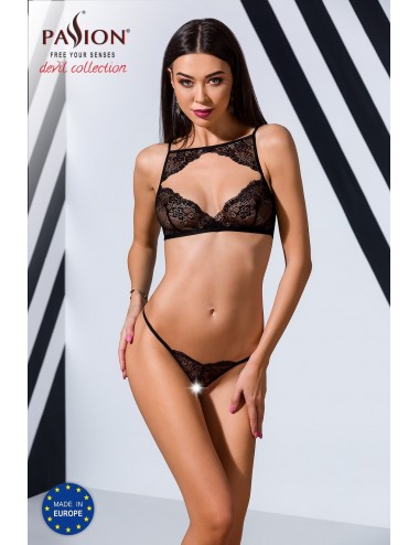 Lingerie - Ensembles de lingerie - Ensemble de lingerie 2 pièces noire en dentelle délicate avec string assorti - Veronique -...