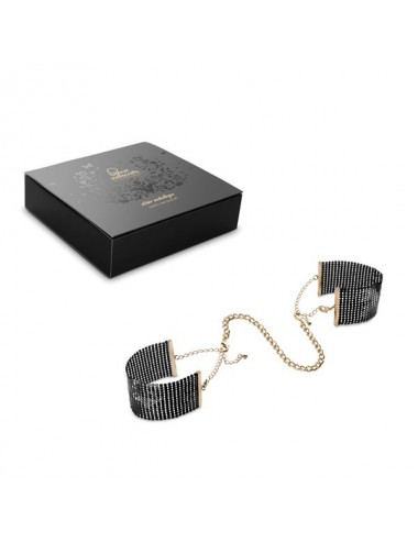 Sextoys - Menottes & accessoires - Désir Métallique Menottes noire avec chaines de poignées ajustables - Bijoux Indiscrets