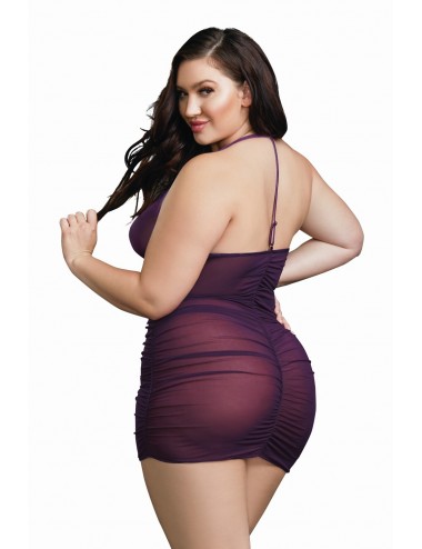 Nuisette grande taille violette froncée avec zip - DG11517XPLU