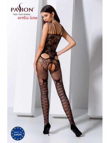 Lingerie - Combinaisons - Bodystocking sexy en maille noire avec motif BS076B - Passion Lingerie