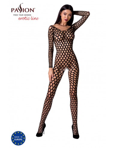 Lingerie - Combinaisons - Bodystocking sexy en maille noire effet filet BS077B - Passion Lingerie