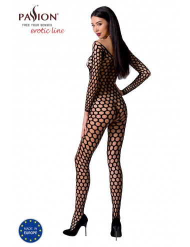 Lingerie - Combinaisons - Bodystocking sexy en maille noire effet filet BS077B - Passion Lingerie