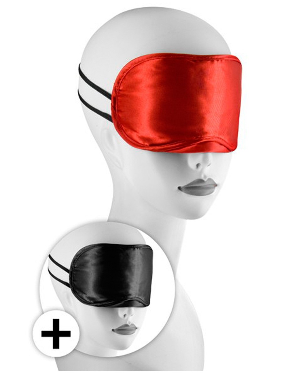 Sextoys - Masques, liens et menottes - Large masque satin lot de 2 rouge et noir - CC570038 - Sweet Caress