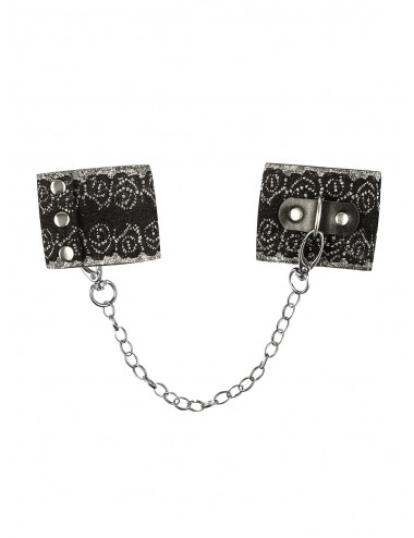 Sextoys - Menottes & accessoires - Menottes décorées de dentelle avec chaine Noir A747 - Obsessive