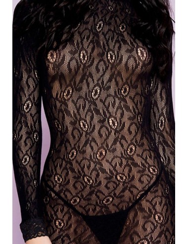 Lingerie - Robes et jupes sexy - Robe courte coquine noire à manches longues - ML9828BLK - Music Legs