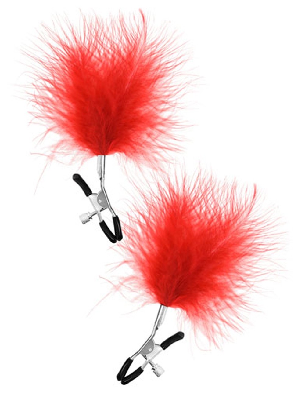 Sextoys - Bondage - SM - Pinces à seins pression réglable grande plumeau rouge - CC5700690030 - Sweet Caress