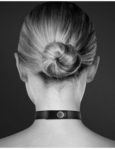 Sextoys - Bondage - SM - Collier en cuir noir SM avec coeur métal argenté - CC6060000010 - Bijoux Pour Toi