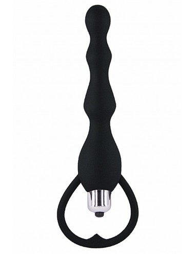 Sextoys - Godes & Plugs - Chapelet anal noir vibrant ondulé et avec poignée - Dreamy Toys
